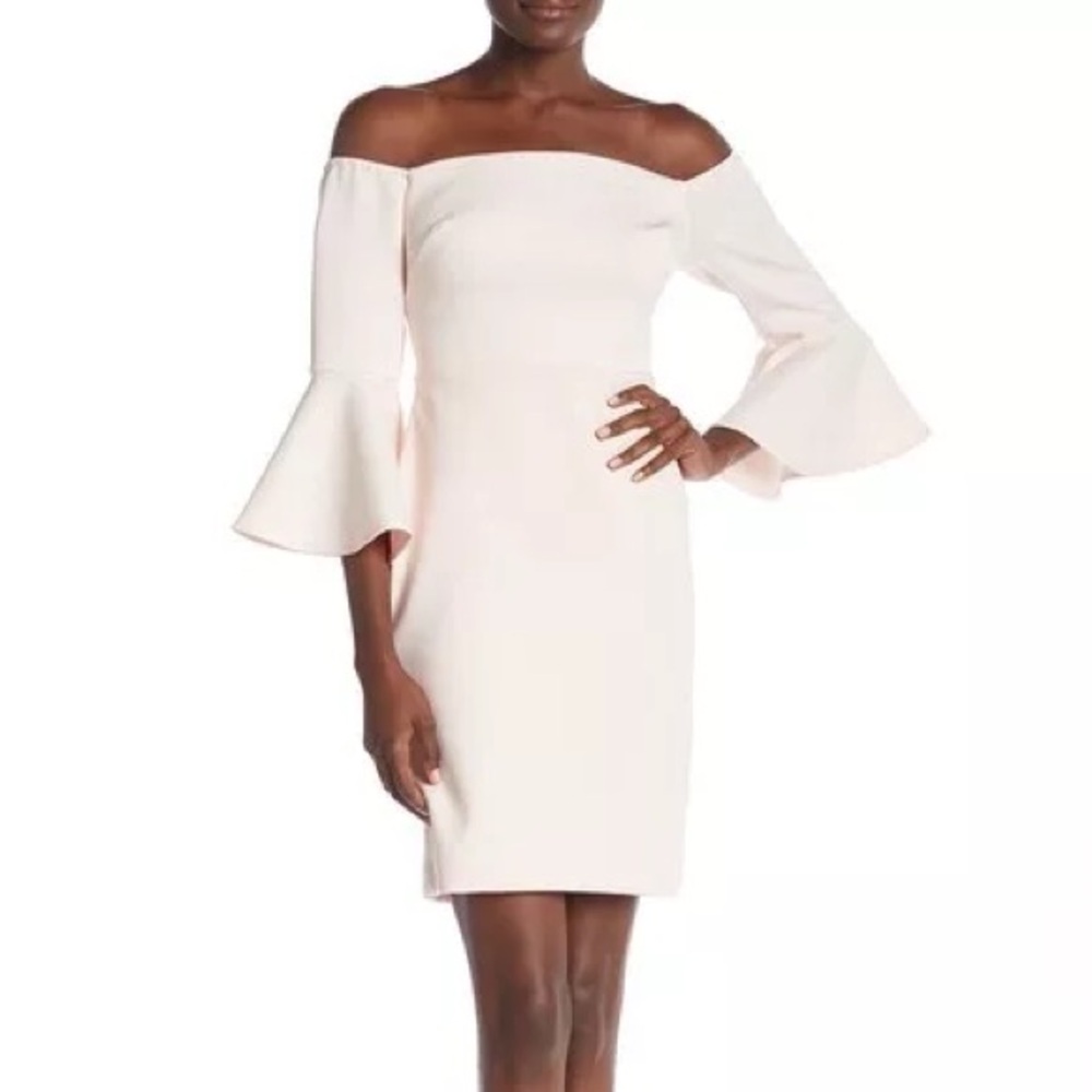 Betsey Johnson Womens Off The Shoulder Bell Sleeve Dress Blush Size 10